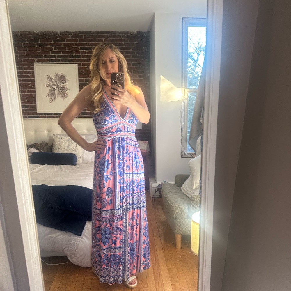 Tropical Pink and Blue Lilly Pulitzer Maxi Dress